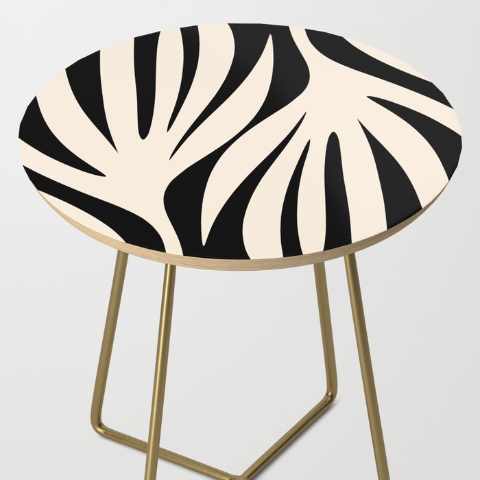 Maldives Minimalist Abstract Pattern in Black and Almond Cream Side Table Gallery Image 2