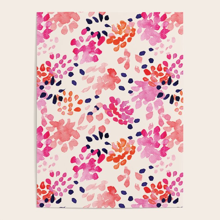 Flower abstract, watercolor floral pattern Poster Gallery Image 1
