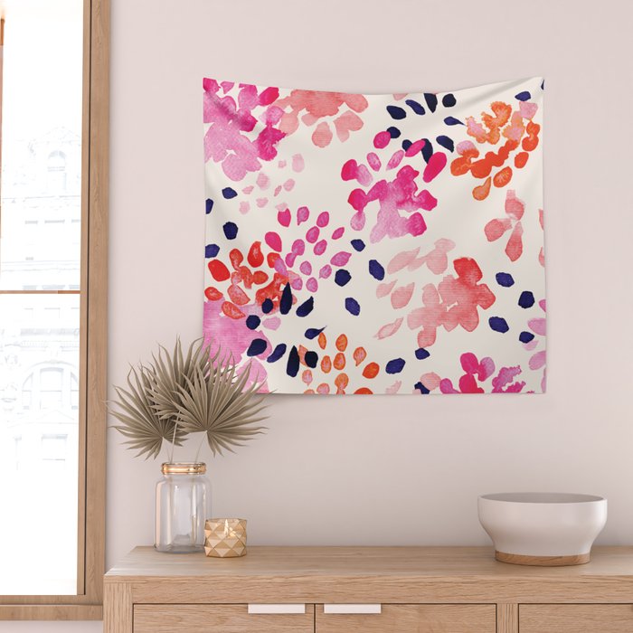 Flower abstract, watercolor floral pattern Wall Tapestry Gallery Image 2