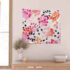 Flower abstract, watercolor floral pattern Wall Tapestry Gallery Image 2