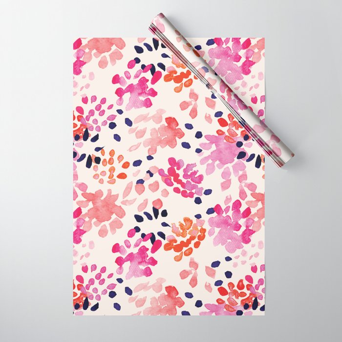 Flower abstract, watercolor floral pattern Wrapping Paper Gallery Image 1