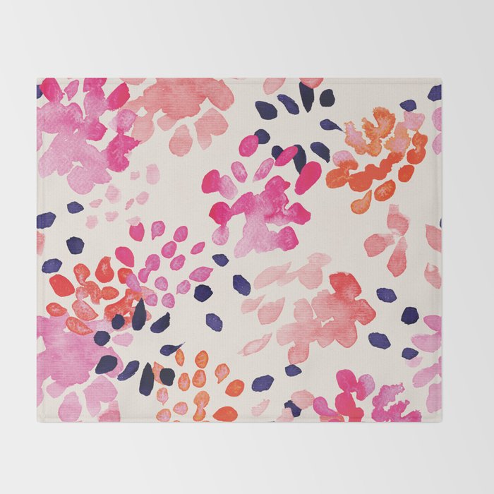 Flower abstract, watercolor floral pattern Throw Blanket Gallery Image 2
