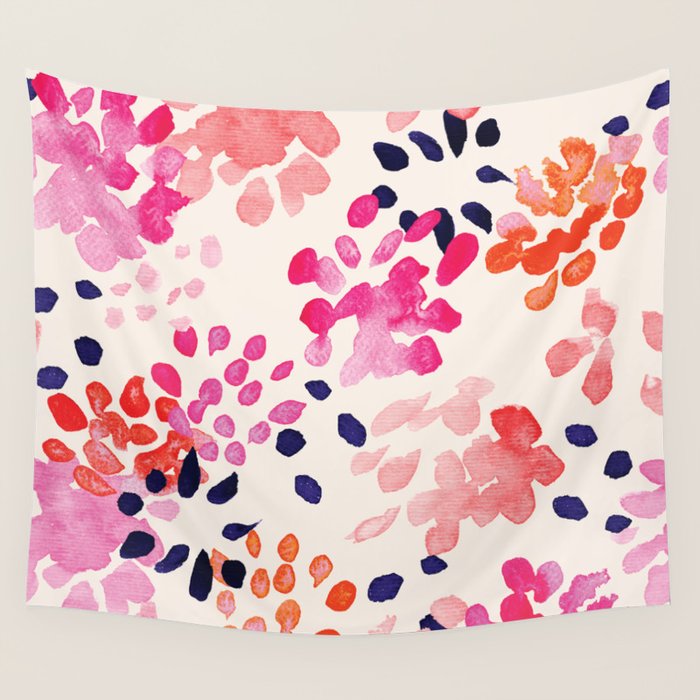 Flower abstract, watercolor floral pattern Wall Tapestry Gallery Image 1