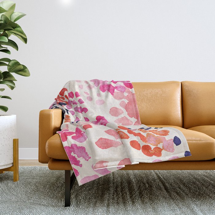Flower abstract, watercolor floral pattern Throw Blanket Gallery Image 1