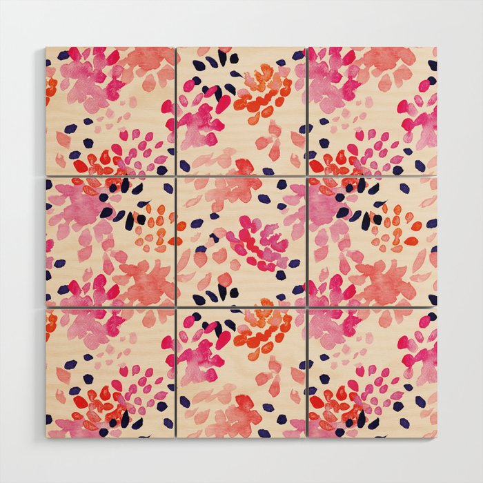 Flower abstract, watercolor floral pattern Wood Wall Art Gallery Image 1