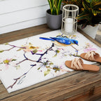 Bluebird and Dogwood, bird and flowers spring colors spring bird songbird design Outdoor Rug Gallery Image 2
