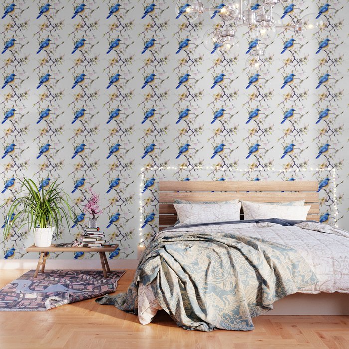 Bluebird and Dogwood, bird and flowers spring colors spring bird songbird design Wallpaper Gallery Image 3