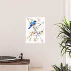 Bluebird and Dogwood, bird and flowers spring colors spring bird songbird design Poster Gallery Image 2