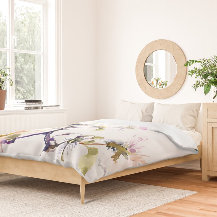 Bluebird and Dogwood, bird and flowers spring colors spring bird songbird design Duvet Cover Gallery Image 2