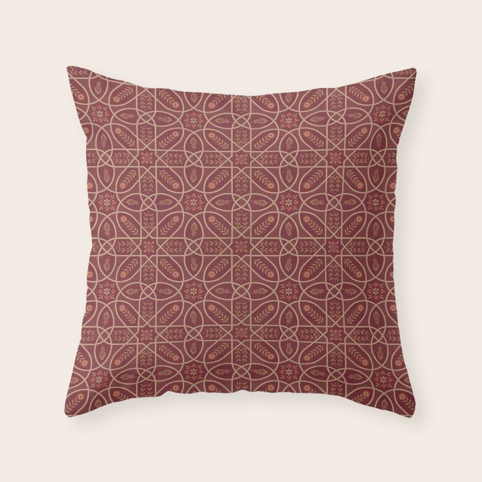 William Morris Brophy Trellis Russet Gold Throw Pillow Gallery Image 6