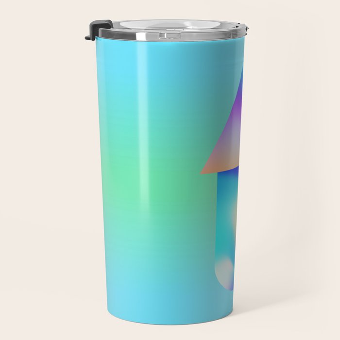 Space Ship Vibrant Blue-Green Colors Minimalist Modern Abstract Illustration  Travel Mug Gallery Image 3
