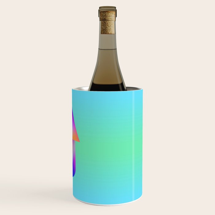 Space Ship Vibrant Blue-Green Colors Minimalist Modern Abstract Illustration  Wine Chiller Gallery Image 3
