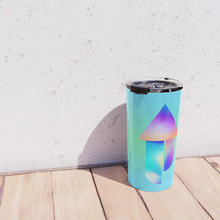 Space Ship Vibrant Blue-Green Colors Minimalist Modern Abstract Illustration  Travel Mug Gallery Image 4