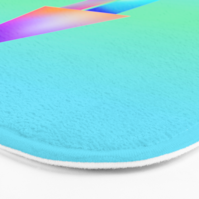 Space Ship Vibrant Blue-Green Colors Minimalist Modern Abstract Illustration  Bath Mat Gallery Image 3