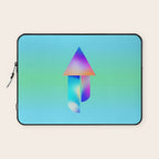 Space Ship Vibrant Blue-Green Colors Minimalist Modern Abstract Illustration  Laptop Sleeve Gallery Image 1
