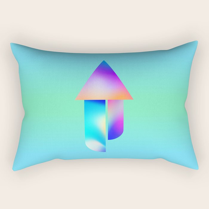 Space Ship Vibrant Blue-Green Colors Minimalist Modern Abstract Illustration  Rectangular Pillow Gallery Image 2