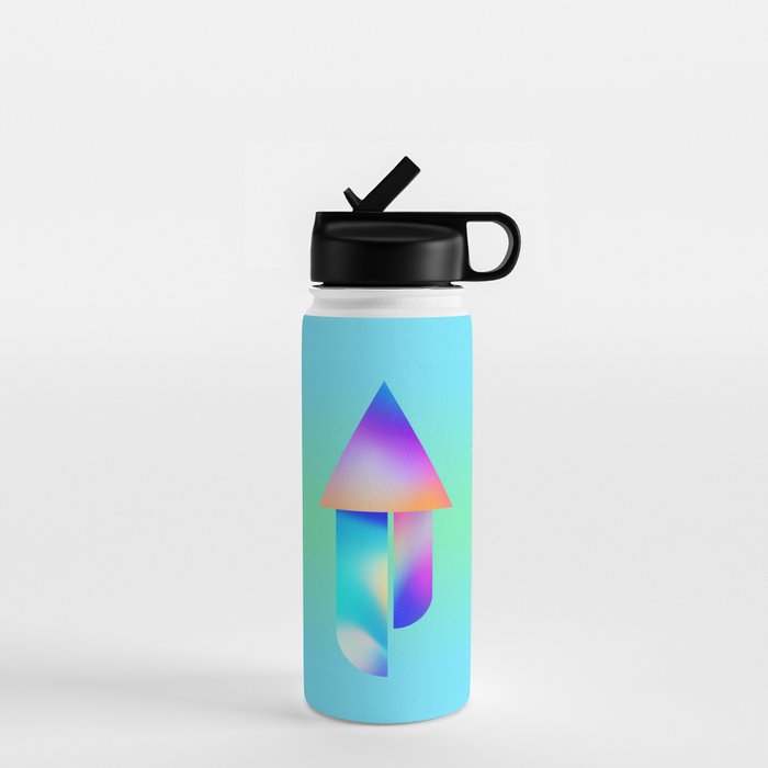 Space Ship Vibrant Blue-Green Colors Minimalist Modern Abstract Illustration  Water Bottle Gallery Image 1