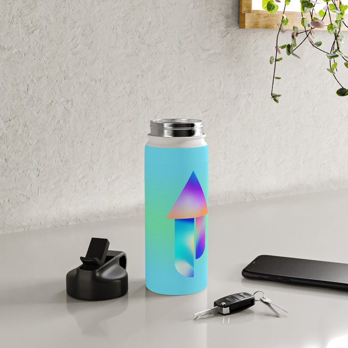 Space Ship Vibrant Blue-Green Colors Minimalist Modern Abstract Illustration  Water Bottle Gallery Image 4