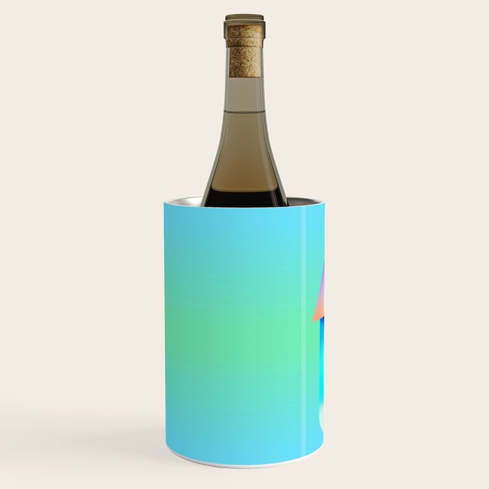 Space Ship Vibrant Blue-Green Colors Minimalist Modern Abstract Illustration  Wine Chiller Gallery Image 2