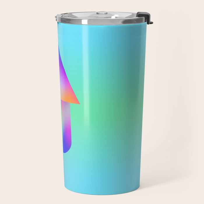 Space Ship Vibrant Blue-Green Colors Minimalist Modern Abstract Illustration  Travel Mug Gallery Image 2