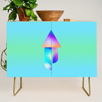 Space Ship Vibrant Blue-Green Colors Minimalist Modern Abstract Illustration  Credenza Gallery Image 1