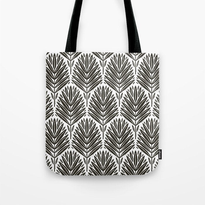 Stamped Palm Fronds Charcoal Tote Bag Gallery Image 1