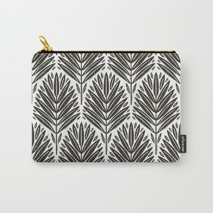 Stamped Palm Fronds Charcoal Carry All Pouch Gallery Image 1