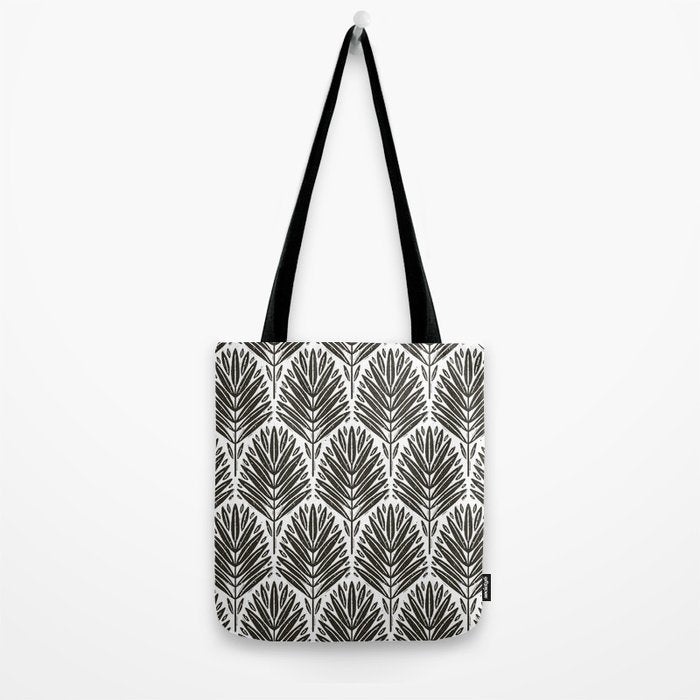 Stamped Palm Fronds Charcoal Tote Bag Gallery Image 2