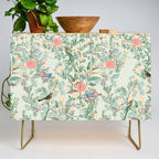 Chinoiserie Mint Green Pink Fresco Floral Garden Oriental Botanical  Credenza Gallery Image 1