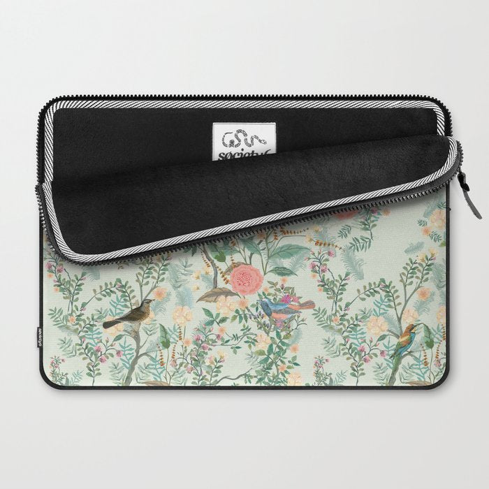 Chinoiserie Mint Green Pink Fresco Floral Garden Oriental Botanical  Laptop Sleeve Gallery Image 2