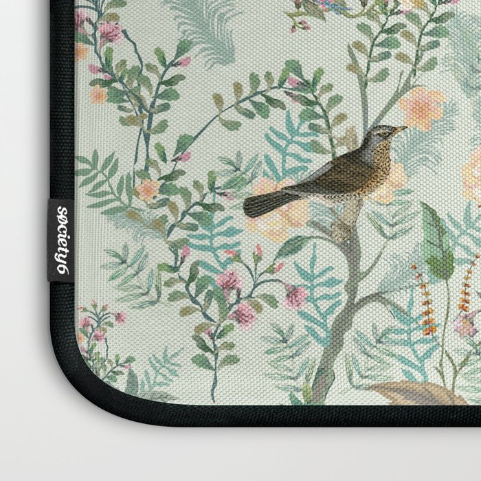 Chinoiserie Mint Green Pink Fresco Floral Garden Oriental Botanical  Laptop Sleeve Gallery Image 3