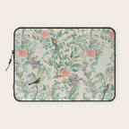 Chinoiserie Mint Green Pink Fresco Floral Garden Oriental Botanical  Laptop Sleeve Gallery Image 1