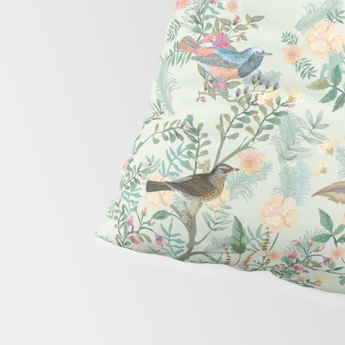 Chinoiserie Mint Green Pink Fresco Floral Garden Oriental Botanical  Pillow Sham Gallery Image 4