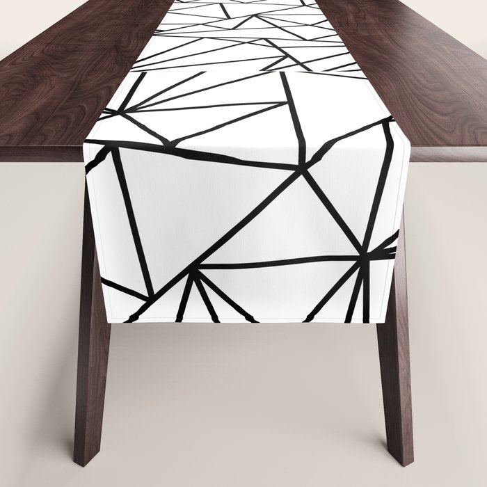 Black white modern abstract geometrical pattern Table Runner Gallery Image 1