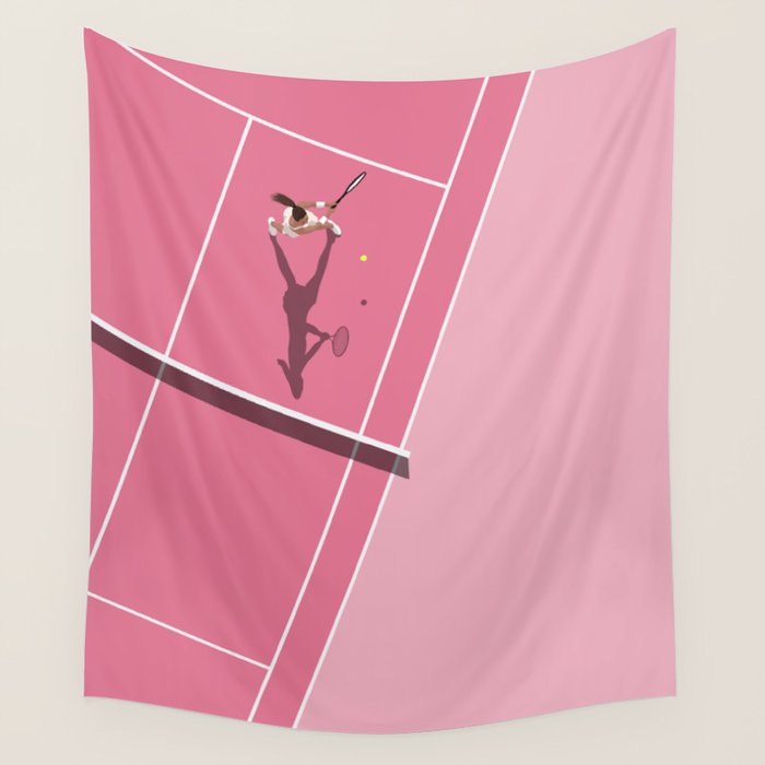 Pink Tennis Court  Wall Tapestry Gallery Image 4