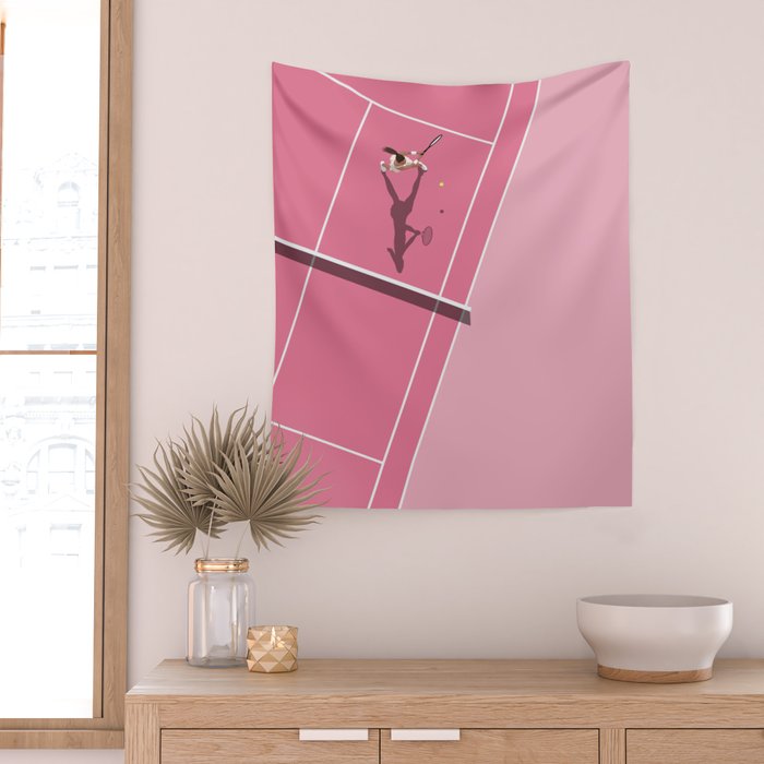 Pink Tennis Court  Wall Tapestry Gallery Image 2