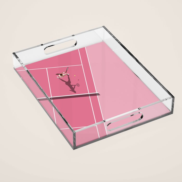 Pink Tennis Court  Acrylic Tray Gallery Image 1