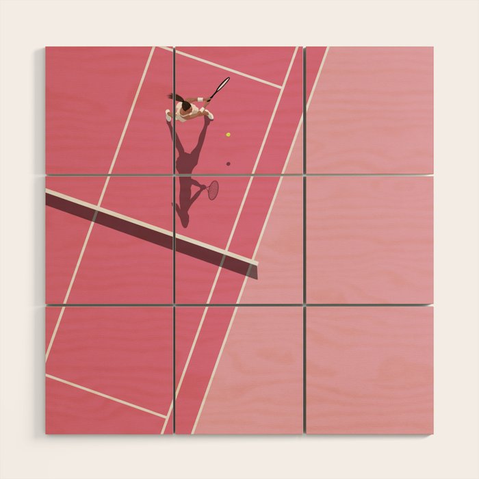 Pink Tennis Court  Wood Wall Art Gallery Image 1