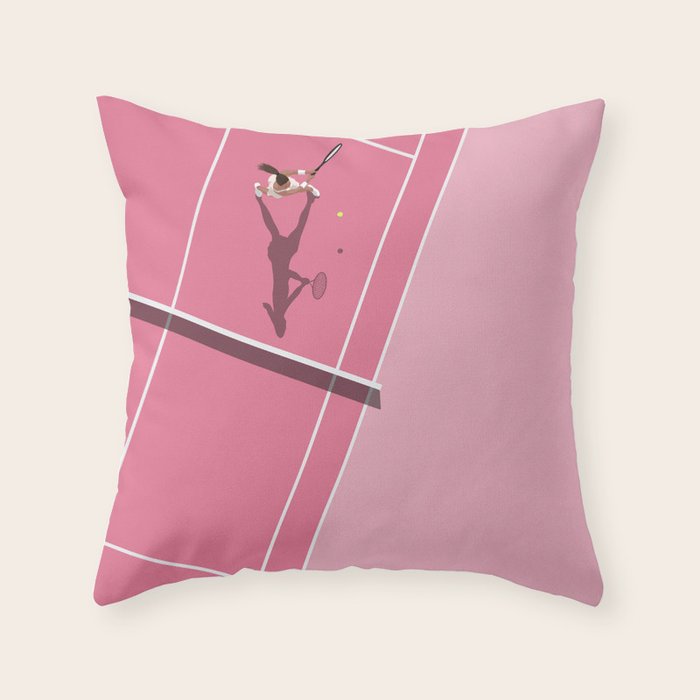 Pink Tennis Court  Throw Pillow Gallery Image 1