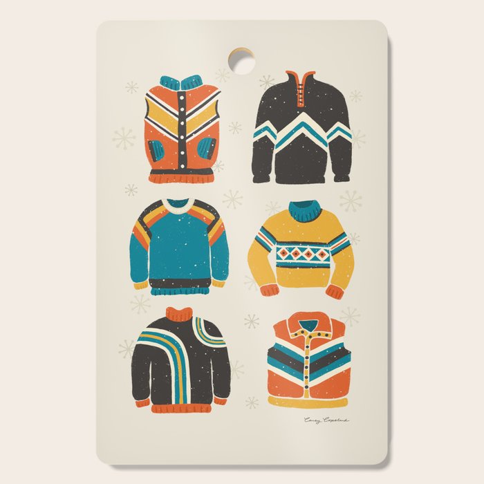 Vintage Skiwear Cutting Board Gallery Image 1