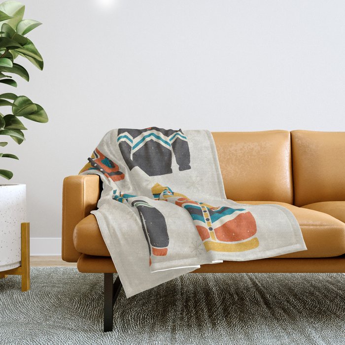 Vintage Skiwear Throw Blanket Gallery Image 1