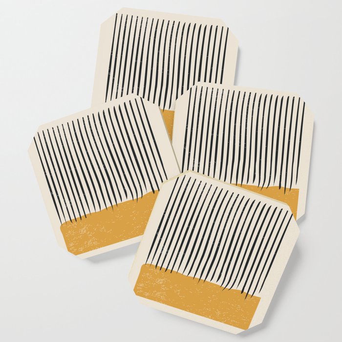 Mid Century Modern Minimalist Rothko Inspired Color Field With Lines Geometric Style Coaster Gallery Image 1