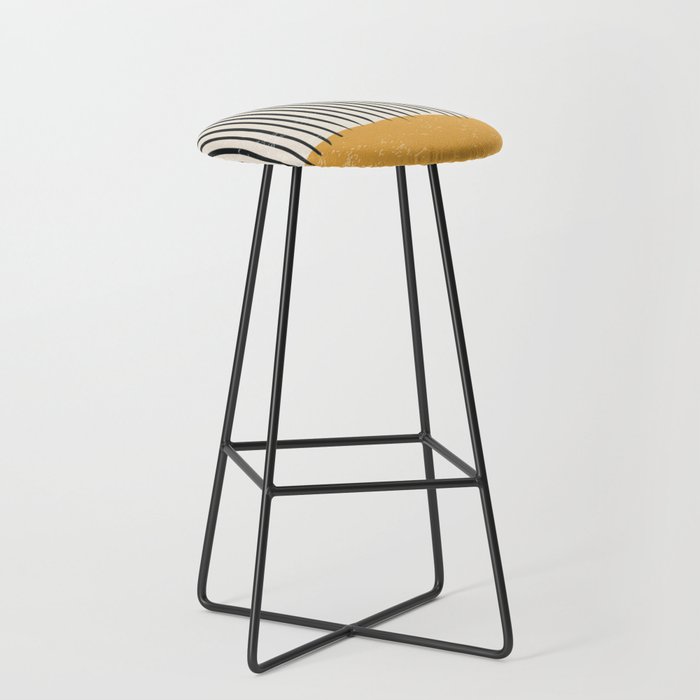 Mid Century Modern Minimalist Rothko Inspired Color Field With Lines Geometric Style Stool Gallery Image 1