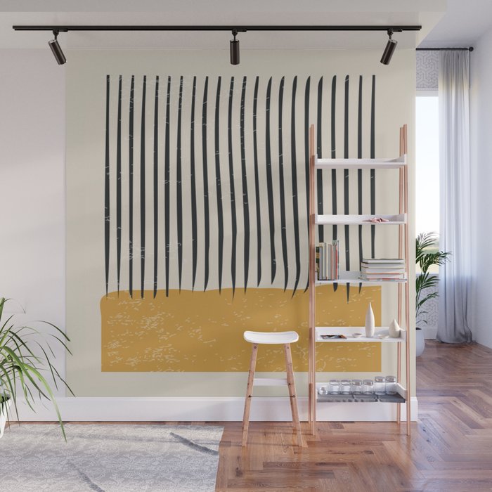 Mid Century Modern Minimalist Rothko Inspired Color Field With Lines Geometric Style Wall Mural Gallery Image 1