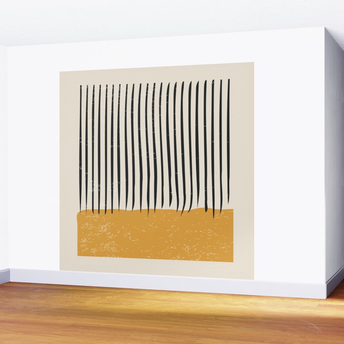 Mid Century Modern Minimalist Rothko Inspired Color Field With Lines Geometric Style Wall Mural Gallery Image 2