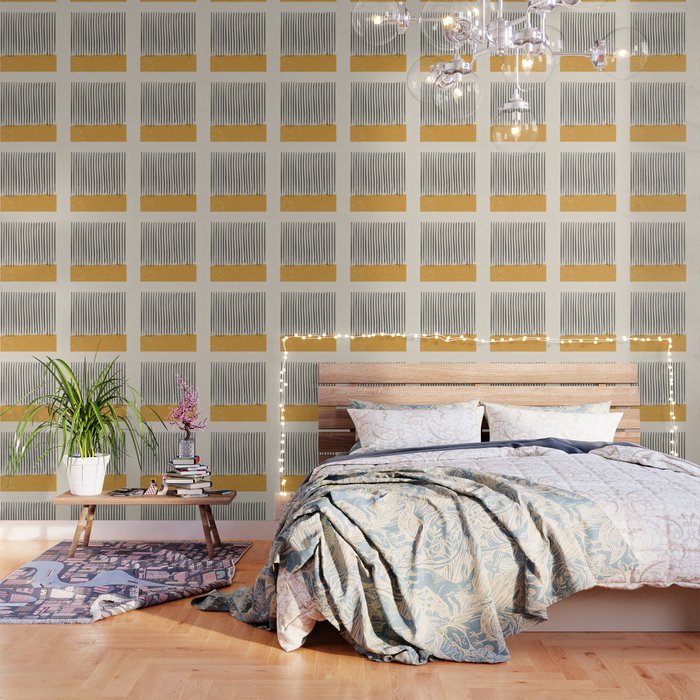 Mid Century Modern Minimalist Rothko Inspired Color Field With Lines Geometric Style Wallpaper Gallery Image 1