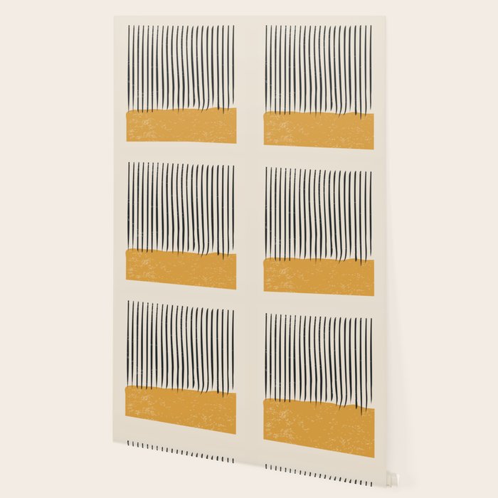 Mid Century Modern Minimalist Rothko Inspired Color Field With Lines Geometric Style Wallpaper Gallery Image 2