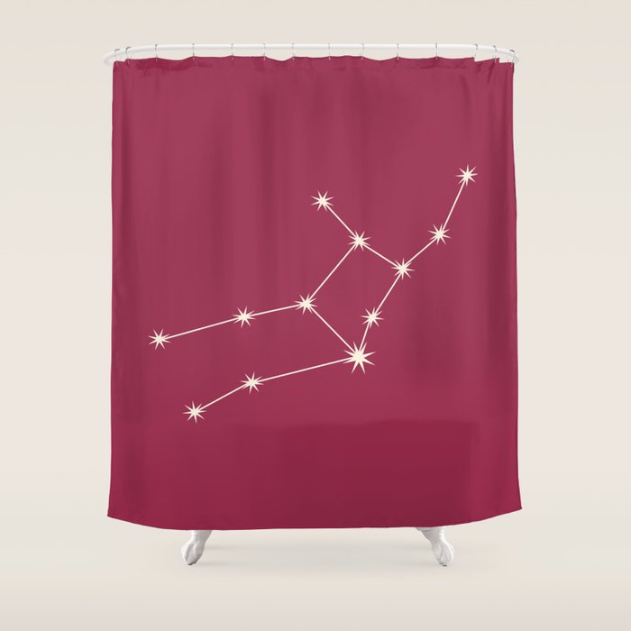 Virgo Zodiac Star Constellation Line Art Pink Shower Curtain Gallery Image 1