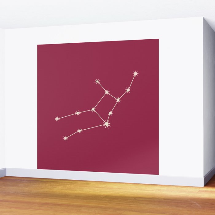 Virgo Zodiac Star Constellation Line Art Pink Wall Mural Gallery Image 2
