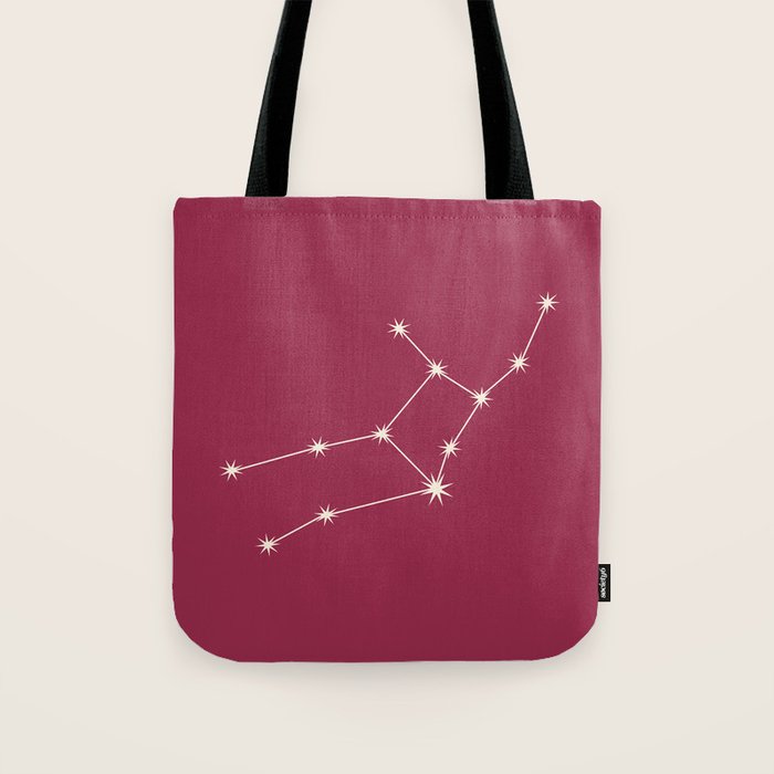 Virgo Zodiac Star Constellation Line Art Pink Tote Bag Gallery Image 1